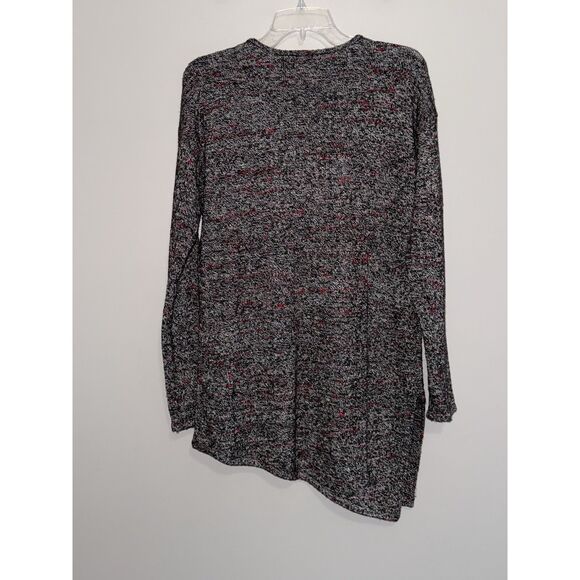 Pure J Jill Marled Asymmetrical Hem Sweater Small Black Red White Wool Cashmere - Picture 2 of 16